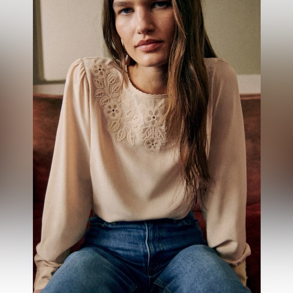 NWT sezane carlotine blouse size US 4/FR 36/UK 8 cream